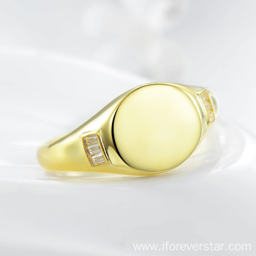 18K Gold Wedding engagement silver rings